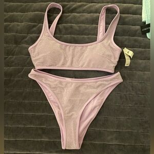 Sparkle Lavender High Cut Cheeky Bikini Set